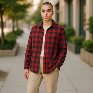 L.L. Bean Red and Black Checkered Shirt